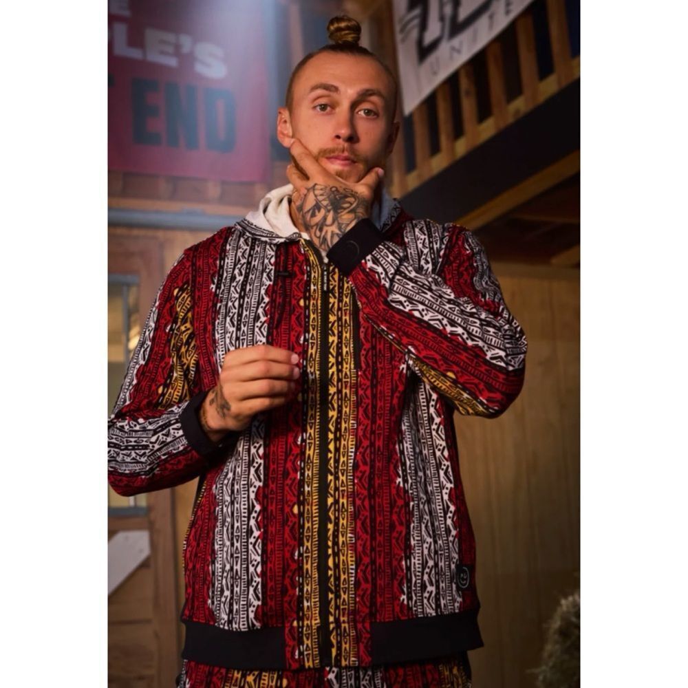 Chubbies x George Kittle Hoodie “The Tightest End' Size L Full Zip Tribal Print
